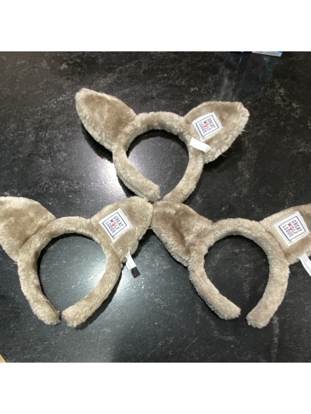 Great Wolf Lodge Gray -Wolf Ears Plush Wolf Ear Headband Costume Accessory-3pcs